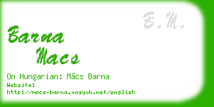 barna macs business card